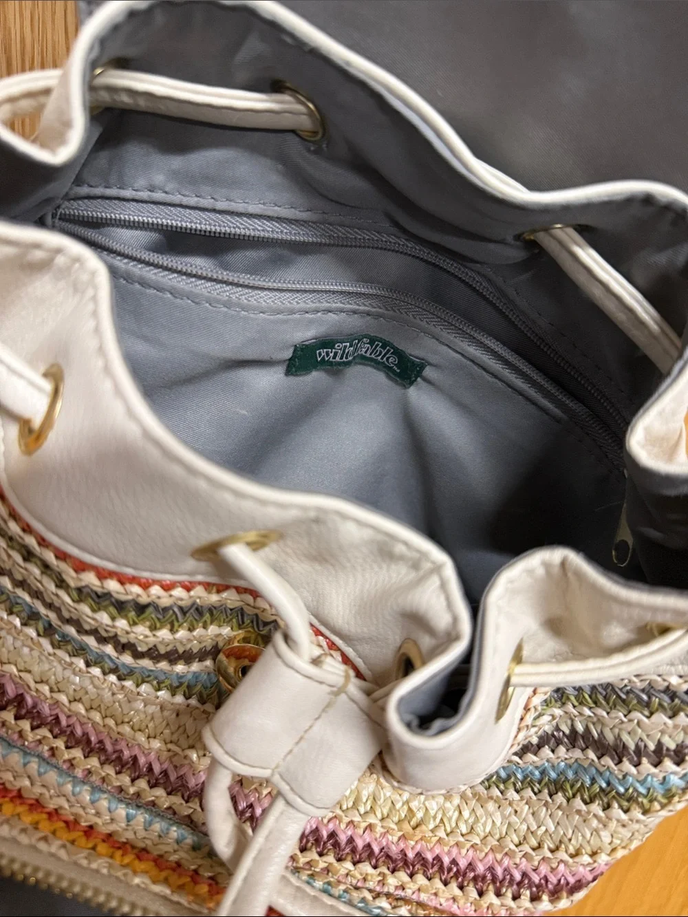 wild fable Multicolor Striped Woven Mini Backpack with Cream Trim